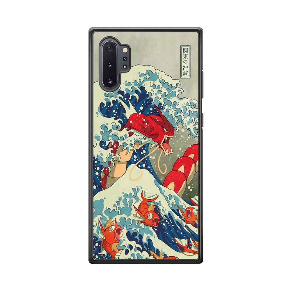 Pokemon Red Gyarados Battle Wave Samsung Galaxy Note 10 Plus Case-Rubber Black (2D Case)-Oxvistore