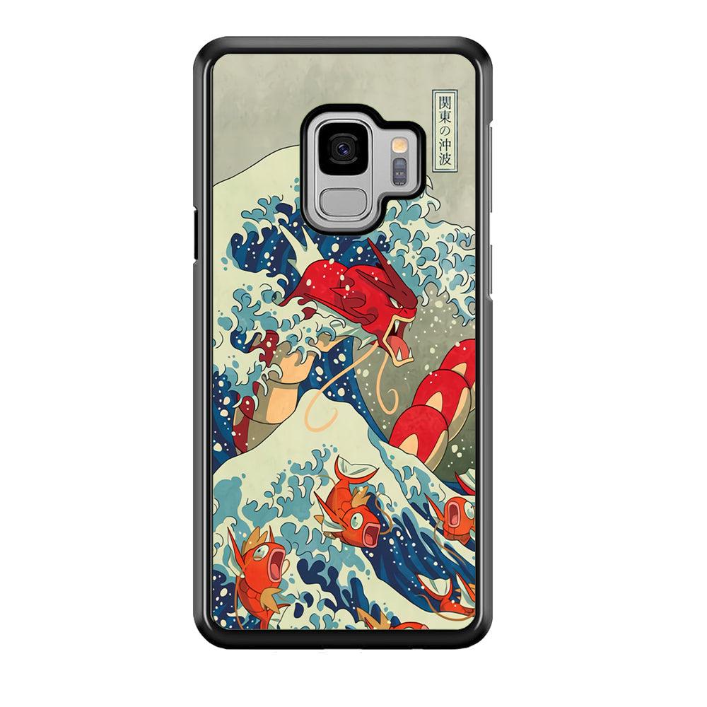Pokemon Red Gyarados Battle Wave Samsung Galaxy S9 Case-Rubber Black (2D Case)-Oxvistore
