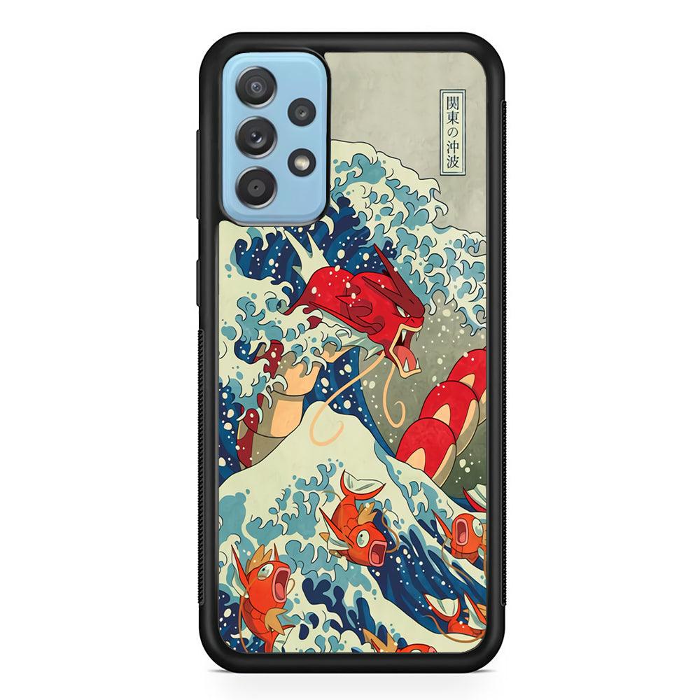 Pokemon Red Gyarados Battle Wave Samsung Galaxy A52 Case-Rubber Black (2D Case)-Oxvistore