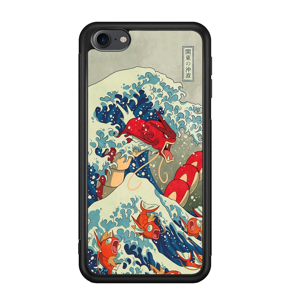 Pokemon Red Gyarados Battle Wave iPod Touch 6 Case-Rubber Black (2D Case)-Oxvistore