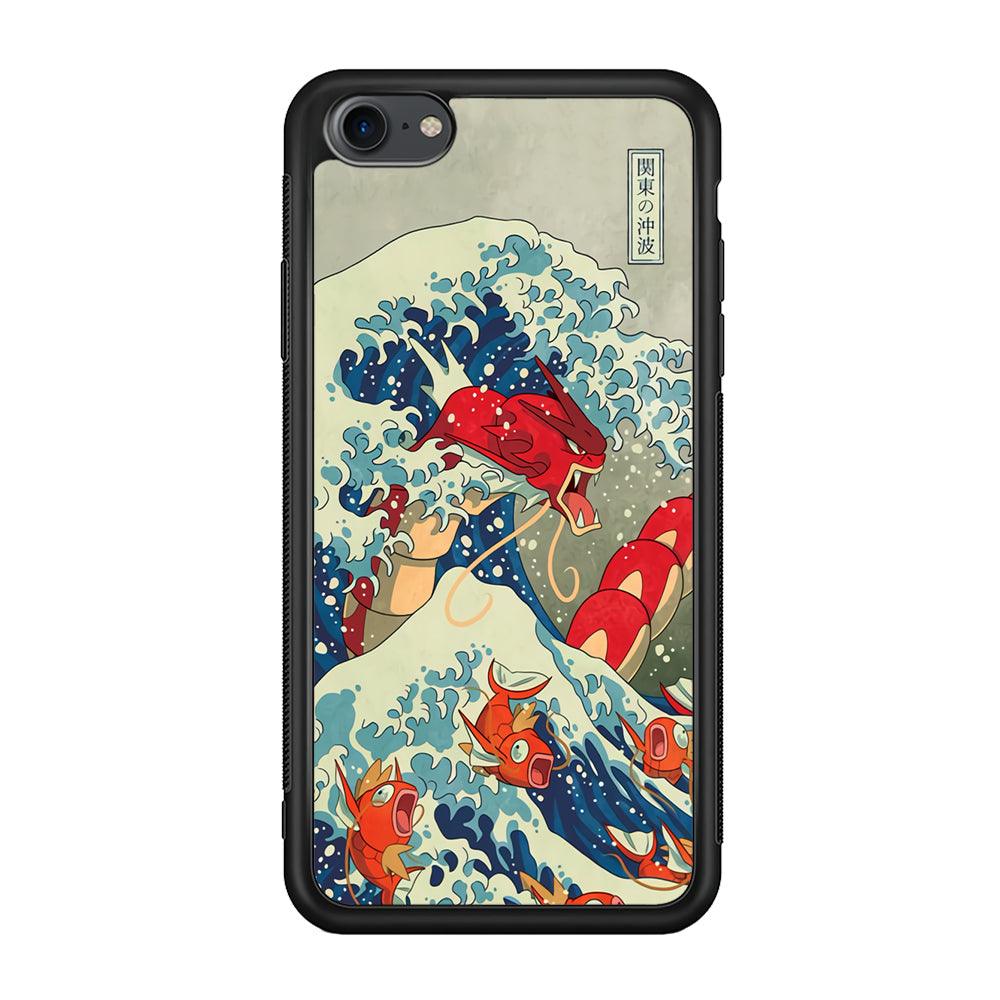 Pokemon Red Gyarados Battle Wave iPhone 8 Case-Rubber Black (2D Case)-Oxvistore