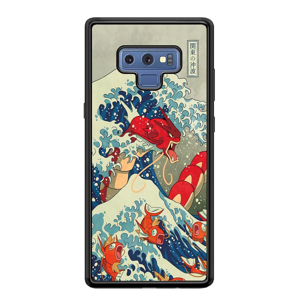 Pokemon Red Gyarados Battle Wave Samsung Galaxy Note 9 Case-Rubber Black (2D Case)-Oxvistore