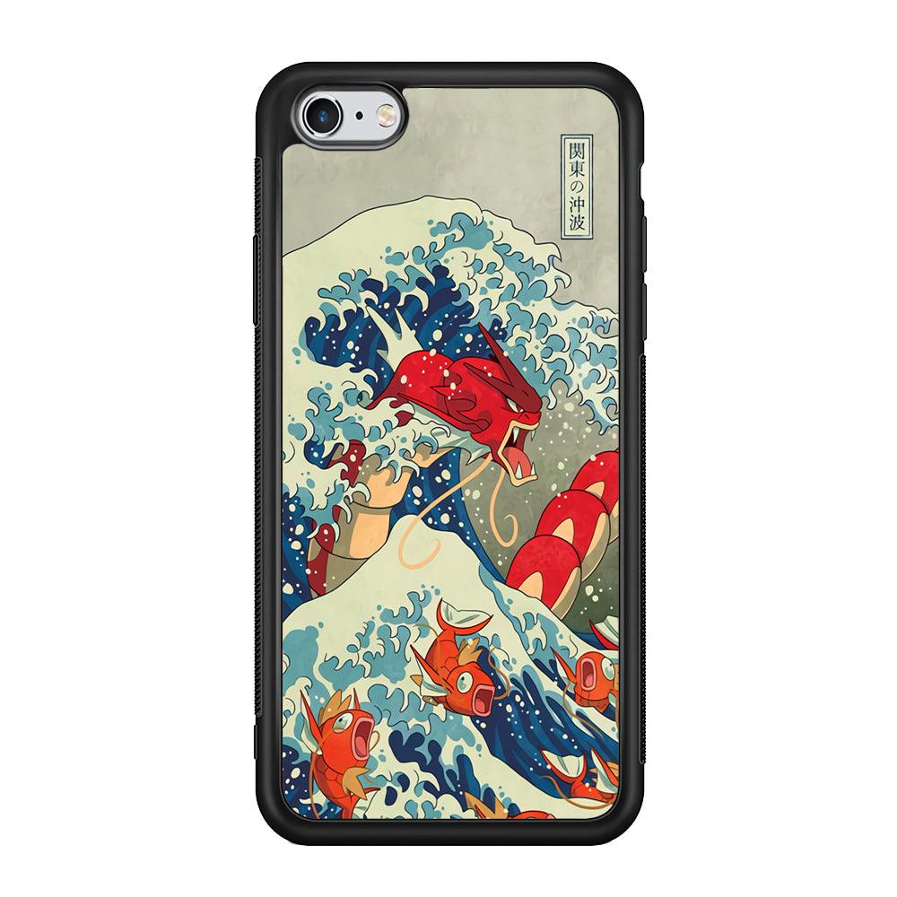 Pokemon Red Gyarados Battle Wave iPhone 6 Plus | 6s Plus Case-Rubber Black (2D Case)-Oxvistore