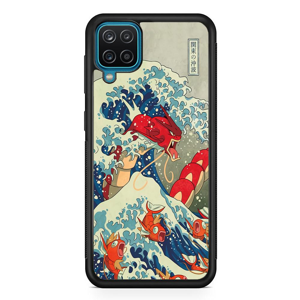 Pokemon Red Gyarados Battle Wave Samsung Galaxy A12 Case-Rubber Black (2D Case)-Oxvistore