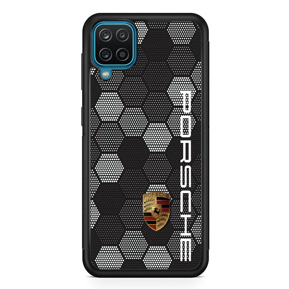 Porsche Black and White Vertical Theme Samsung Galaxy A12 Case-Rubber Black (2D Case)-Oxvistore