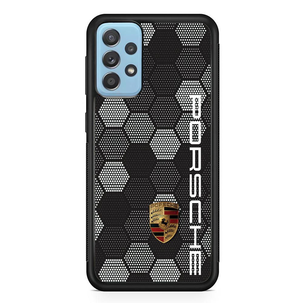 Porsche Black and White Vertical Theme Samsung Galaxy A52 Case-Rubber Black (2D Case)-Oxvistore