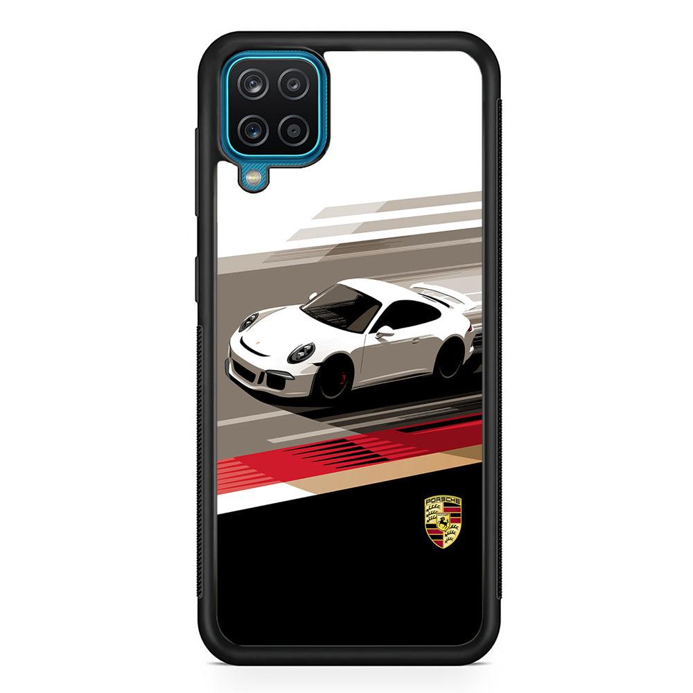 Porsche GT3 Flash Samsung Galaxy A12 Case-Rubber Black (2D Case)-Oxvistore