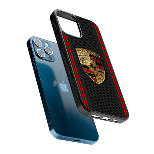 Porsche Gold Emblem 2D Rubber Phone Case-Oxvistore