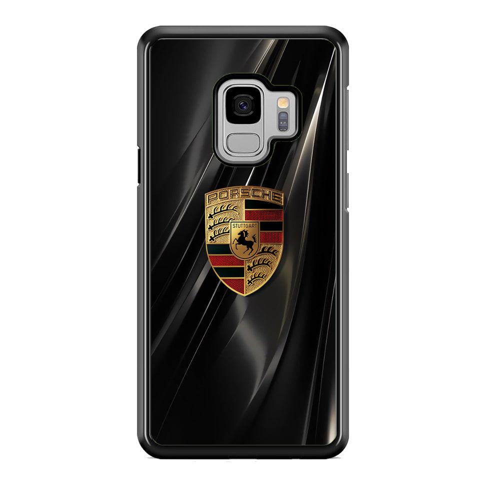 Porsche Gold in Black Samsung Galaxy S9 Case-Rubber Black (2D Case)-Oxvistore