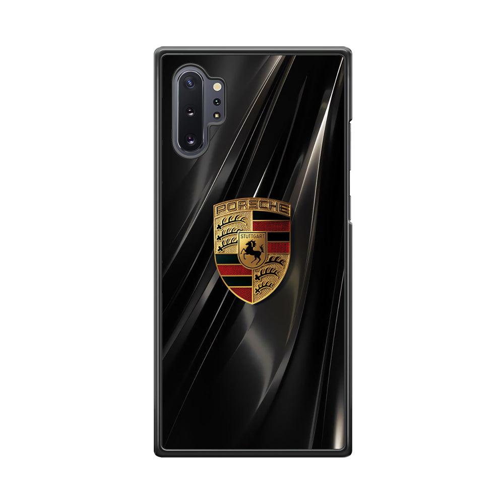 Porsche Gold in Black Samsung Galaxy Note 10 Plus Case-Rubber Black (2D Case)-Oxvistore