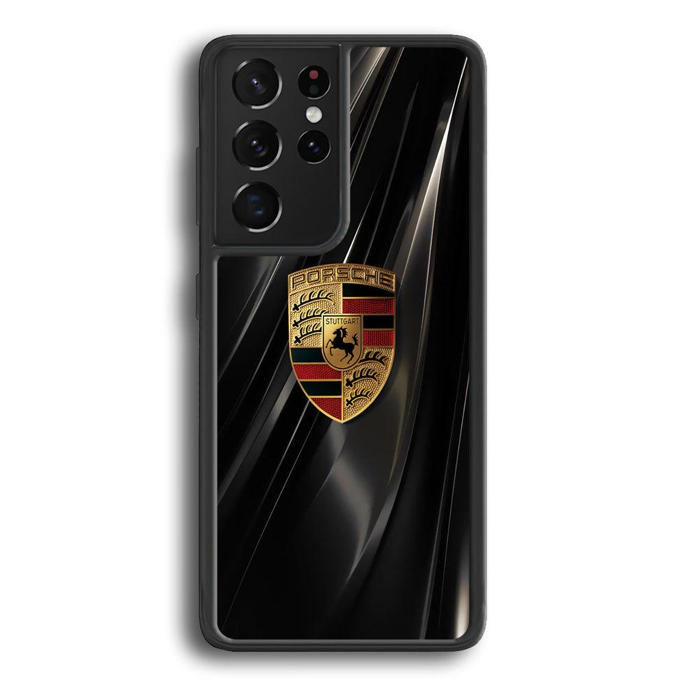 Porsche Gold in Black Samsung Galaxy S24 Ultra Case-Rubber Black (2D Case)-Oxvistore