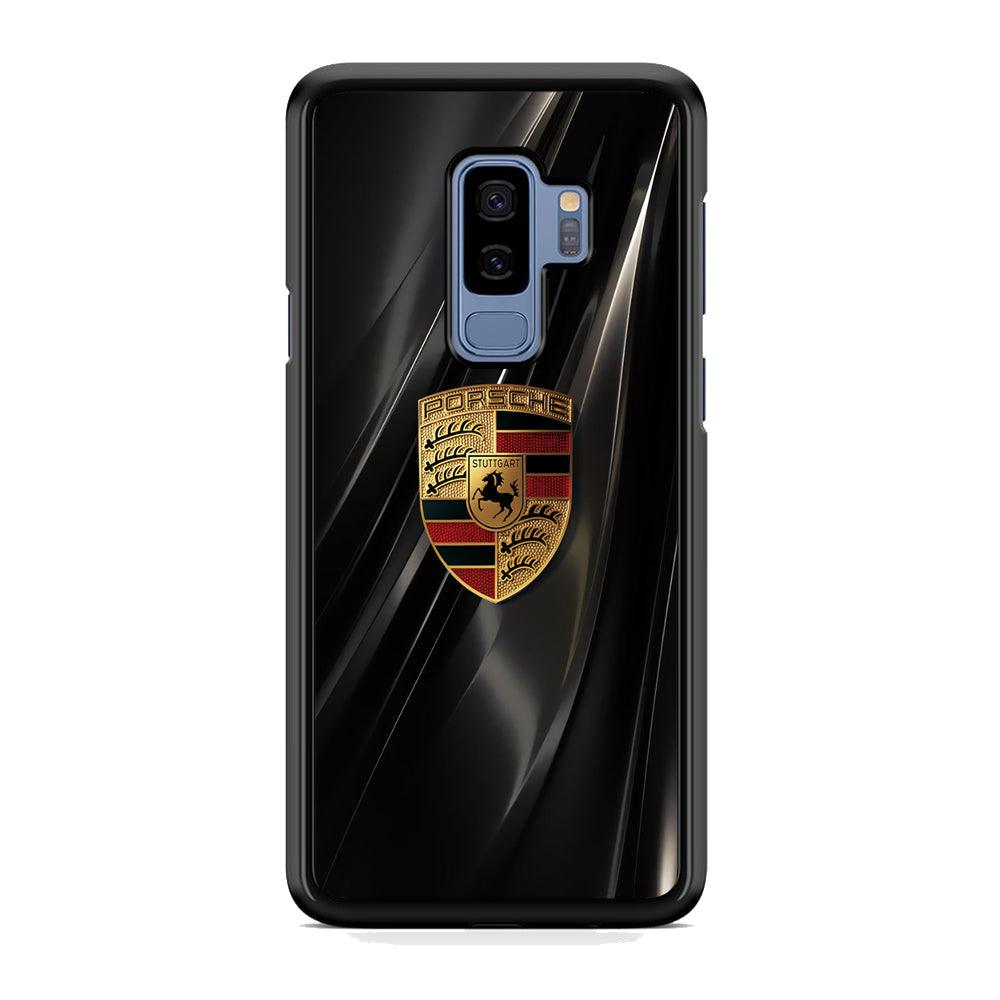 Porsche Gold in Black Samsung Galaxy S9 Plus Case-Rubber Black (2D Case)-Oxvistore