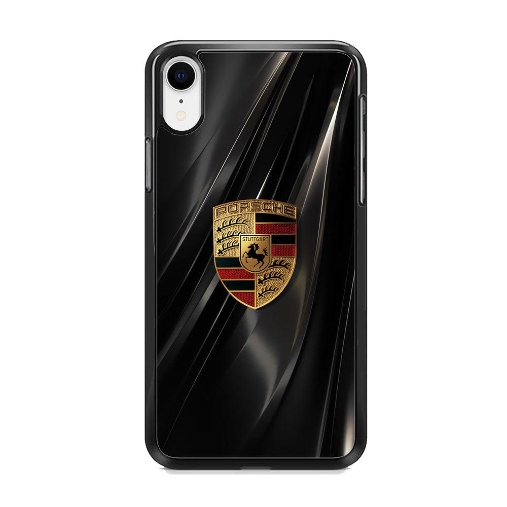 Porsche Gold in Black iPhone XR Case-Rubber Black (2D Case)-Oxvistore