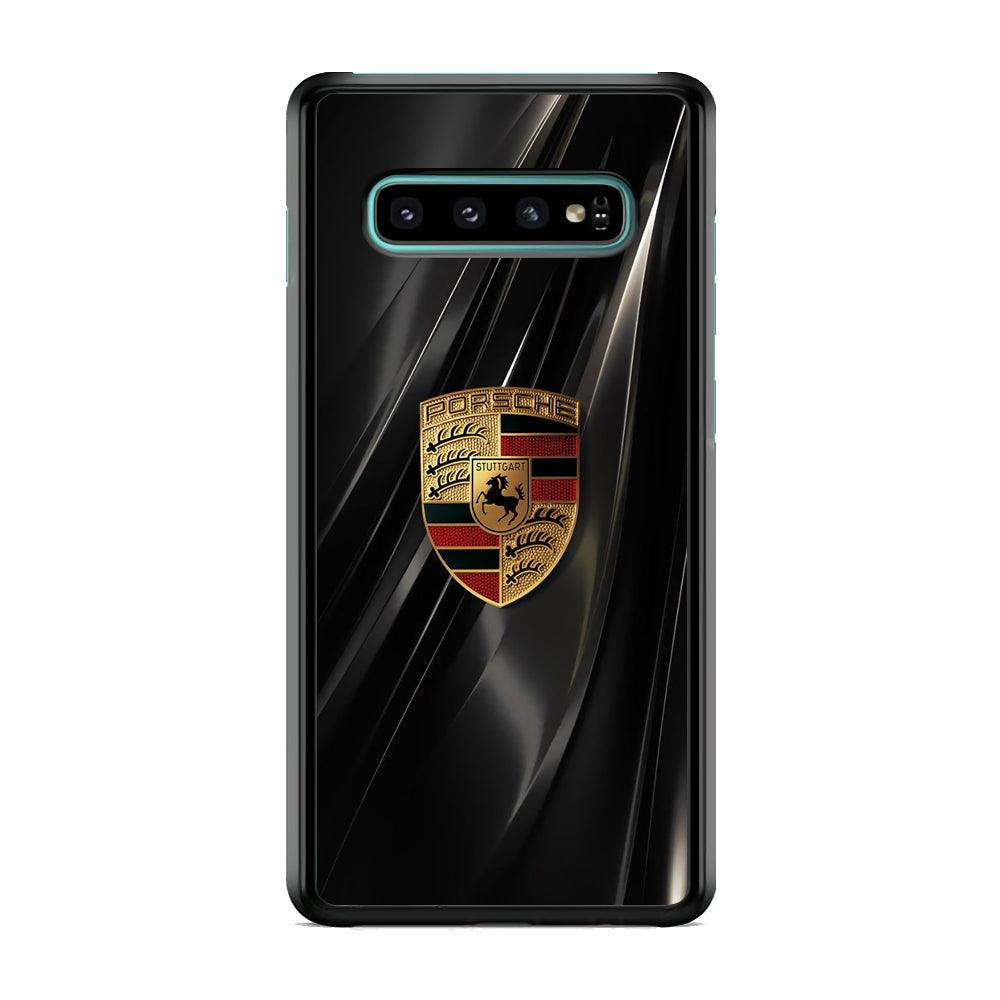 Porsche Gold in Black Samsung Galaxy S10 Case-Rubber Black (2D Case)-Oxvistore