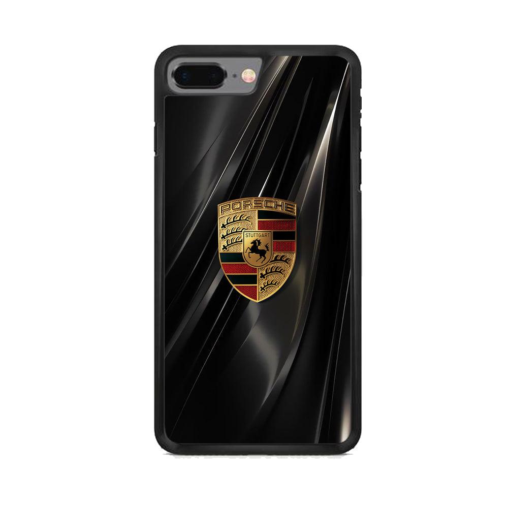 Porsche Gold in Black iPhone 7 Plus Case-Rubber Black (2D Case)-Oxvistore