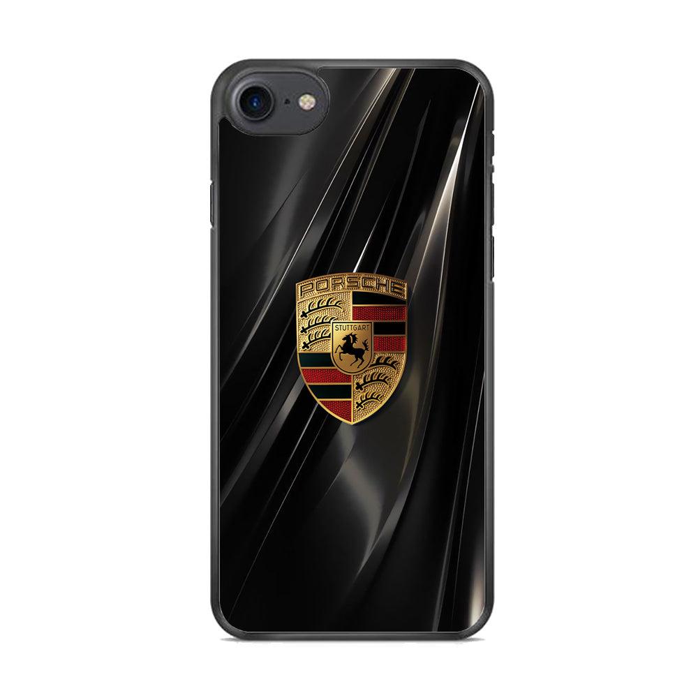 Porsche Gold in Black iPhone 8 Case-Rubber Black (2D Case)-Oxvistore