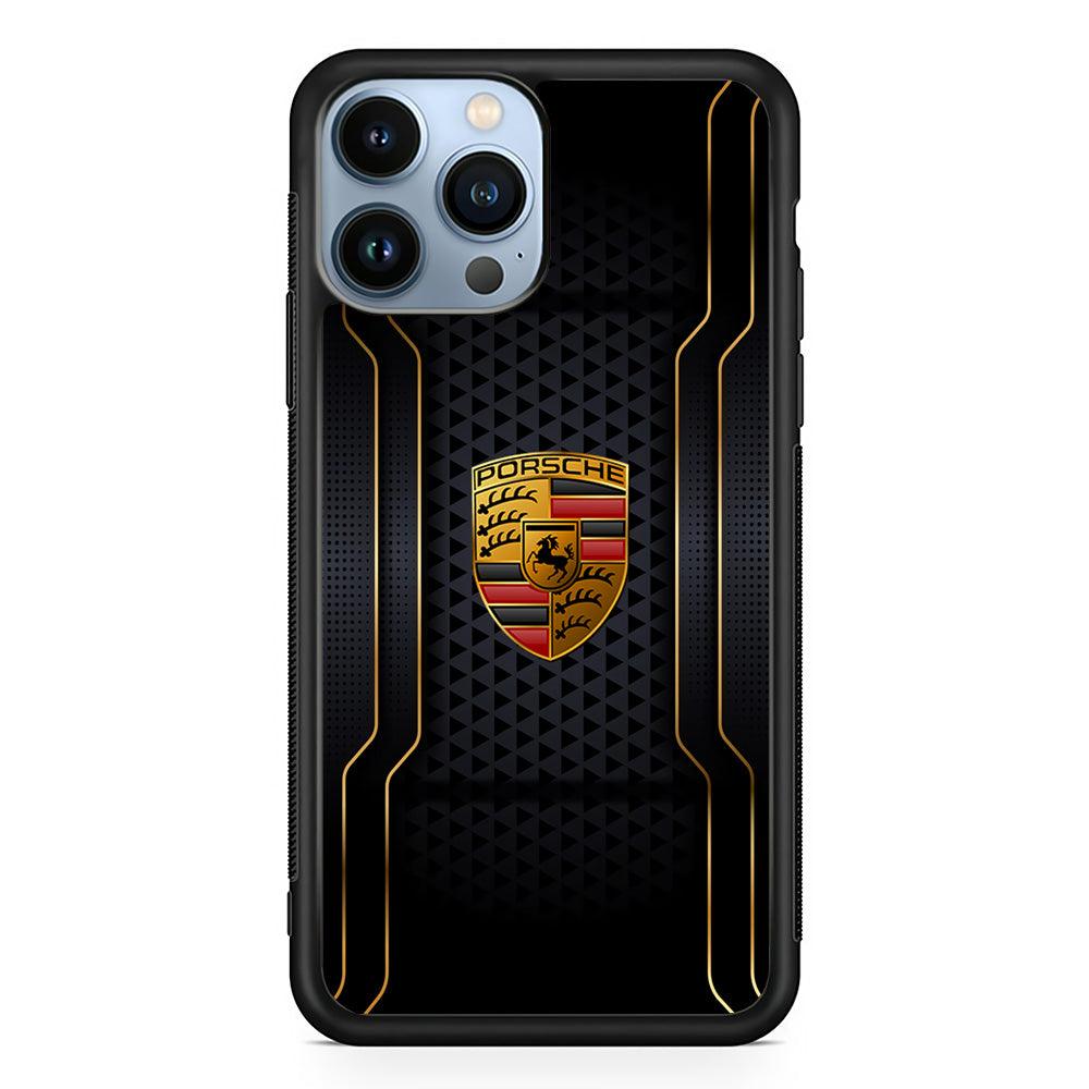 Porsche Line in Gold iPhone 13 Pro Max Case-Rubber Black (2D Case)-Oxvistore