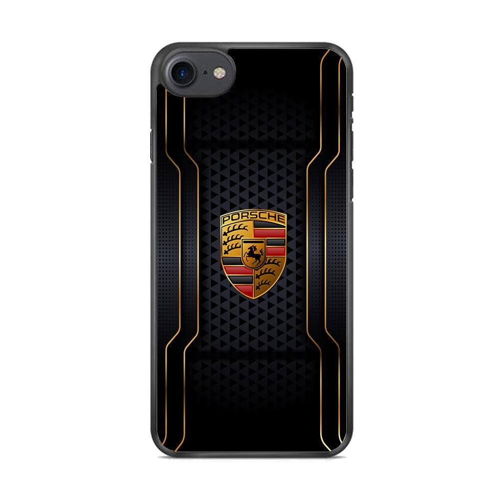 Porsche Line in Gold iPhone 8 Case-Rubber Black (2D Case)-Oxvistore