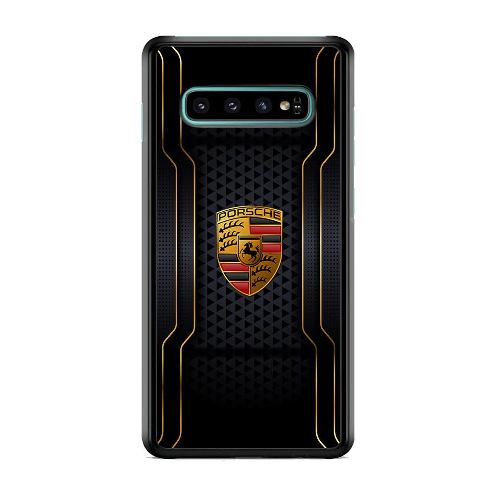 Porsche Line in Gold Samsung Galaxy S10 Plus Case-Rubber Black (2D Case)-Oxvistore