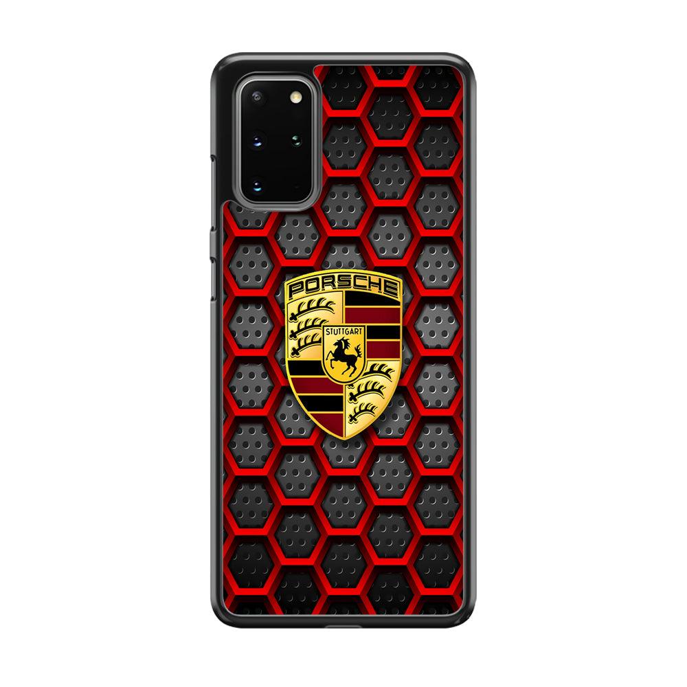 Porsche Red Hexagon Samsung Galaxy S20 Plus Case-Rubber Black (2D Case)-Oxvistore
