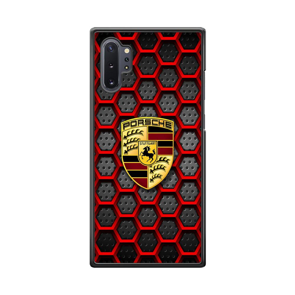 Porsche Red Hexagon Samsung Galaxy Note 10 Plus Case-Rubber Black (2D Case)-Oxvistore