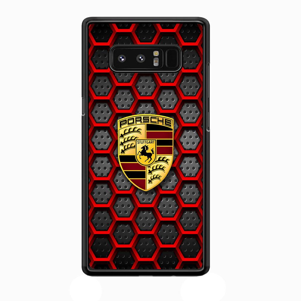 Porsche Red Hexagon Samsung Galaxy Note 8 Case-Rubber Black (2D Case)-Oxvistore