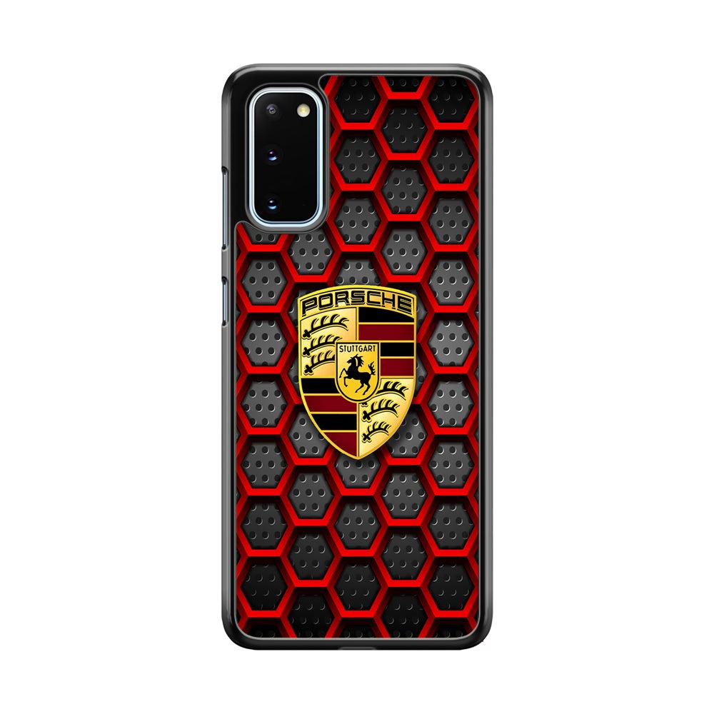 Porsche Red Hexagon Samsung Galaxy S20 Case-Rubber Black (2D Case)-Oxvistore
