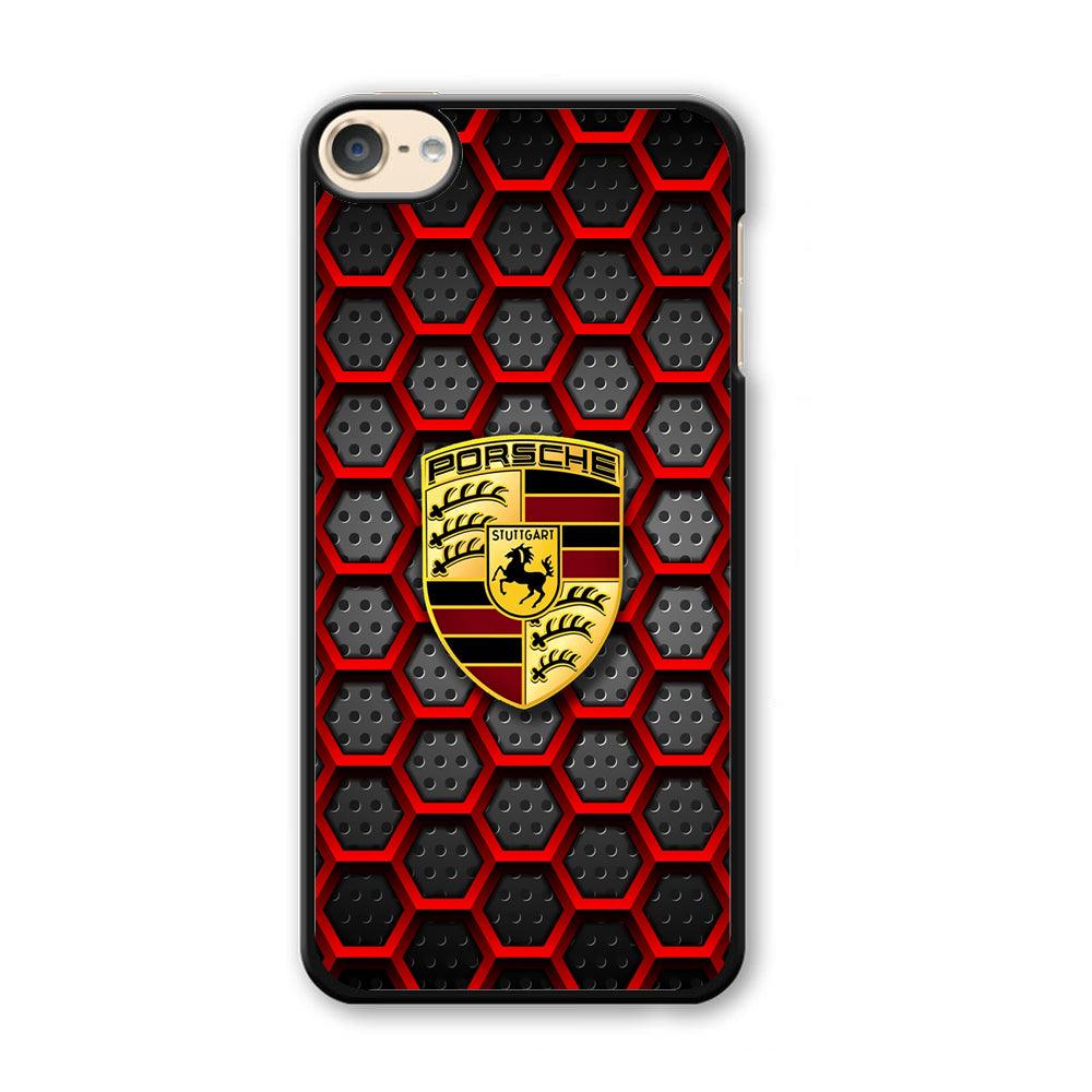 Porsche Red Hexagon iPod Touch 6 Case-Plastic Black (2D Case)-Oxvistore