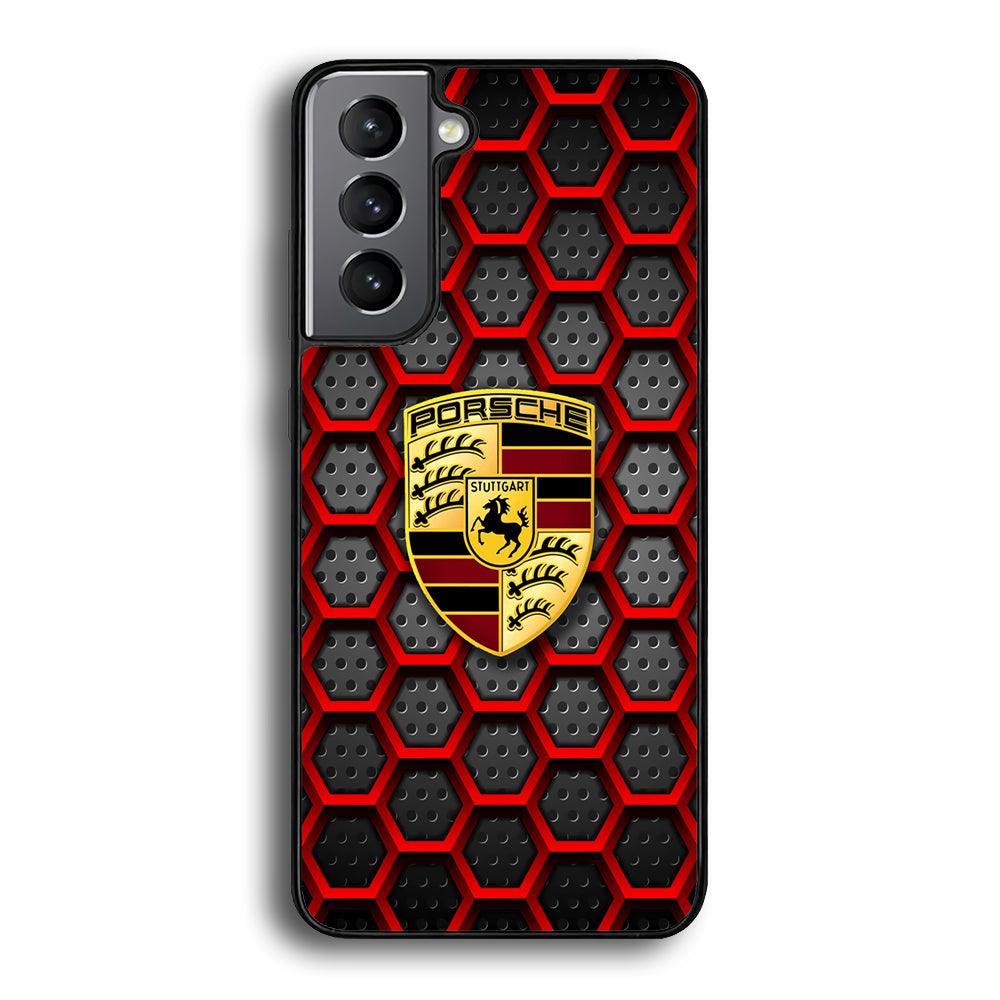 Porsche Red Hexagon Samsung Galaxy S23 Case-Rubber Black (2D Case)-Oxvistore