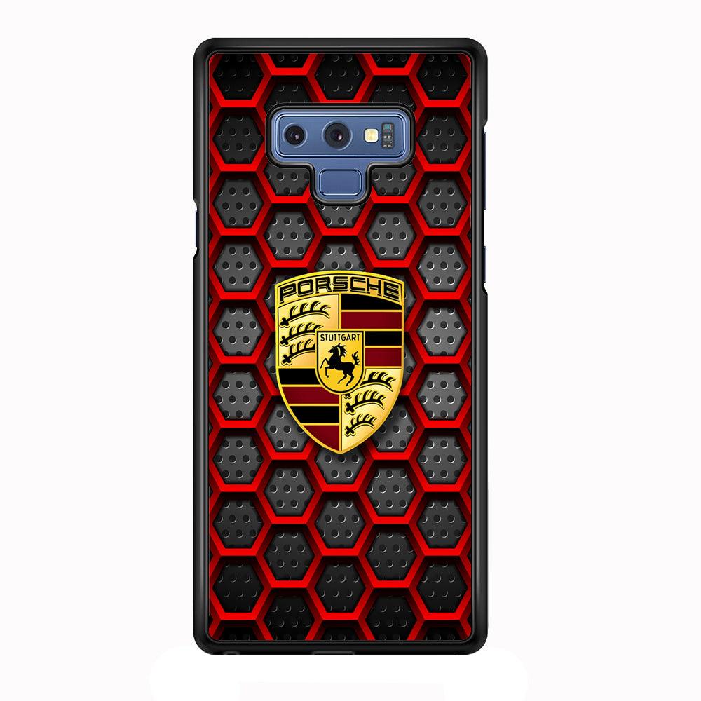 Porsche Red Hexagon Samsung Galaxy Note 9 Case-Rubber Black (2D Case)-Oxvistore