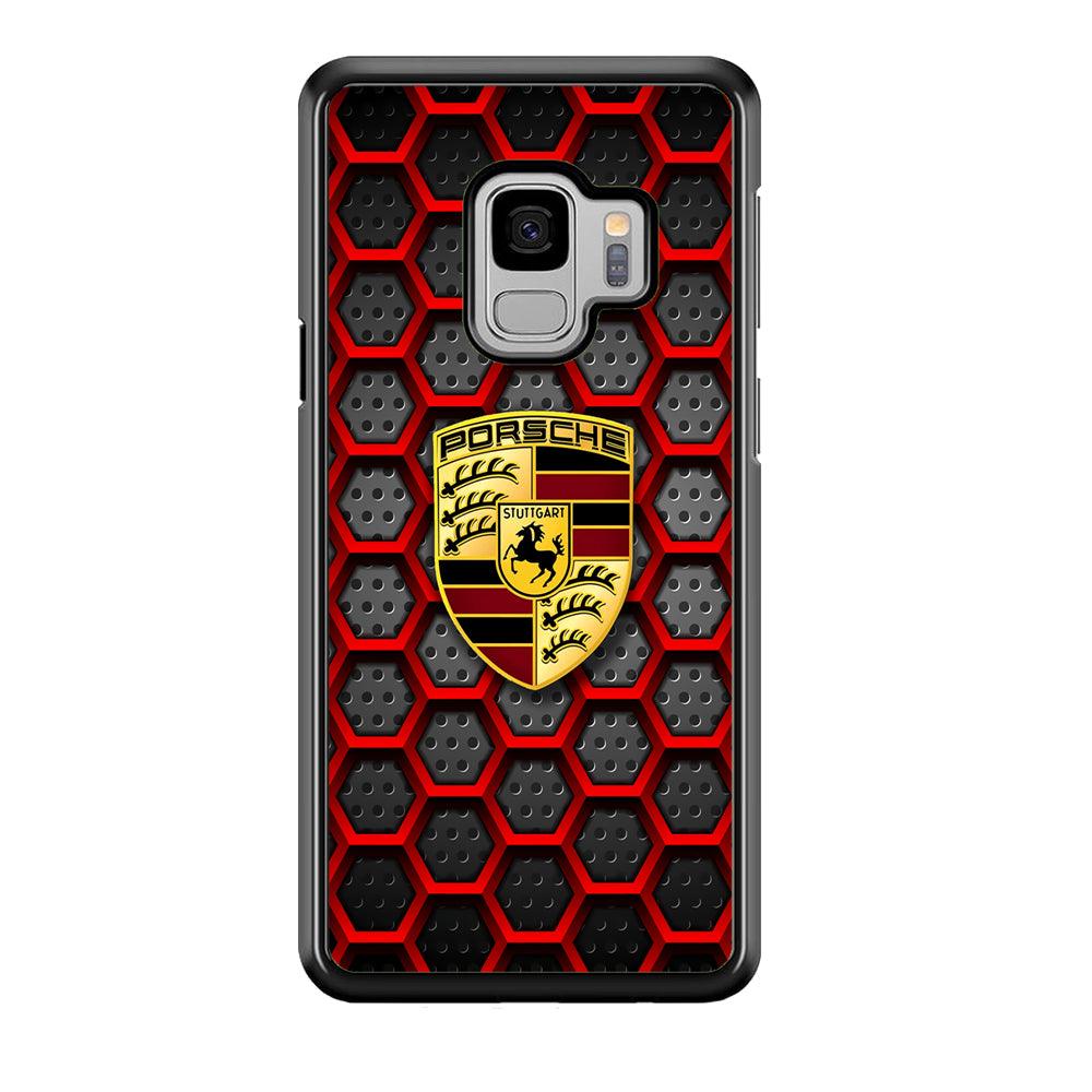 Porsche Red Hexagon Samsung Galaxy S9 Case-Rubber Black (2D Case)-Oxvistore