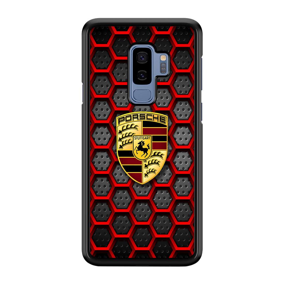 Porsche Red Hexagon Samsung Galaxy S9 Plus Case-Rubber Black (2D Case)-Oxvistore