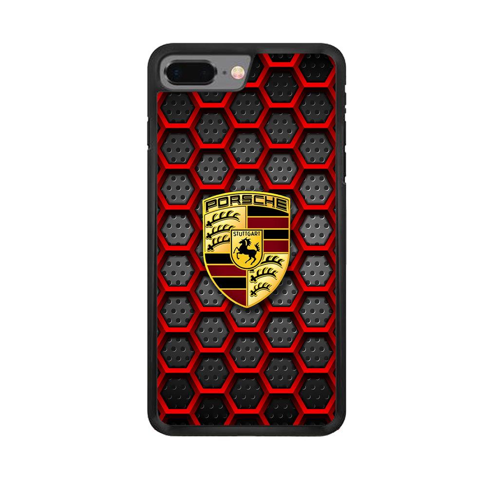 Porsche Red Hexagon iPhone 7 Plus Case-Rubber Black (2D Case)-Oxvistore