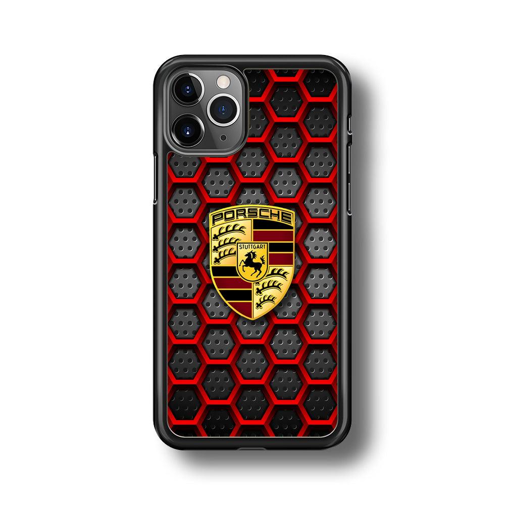 Porsche Red Hexagon iPhone 11 Pro Case-Rubber Black (2D Case)-Oxvistore