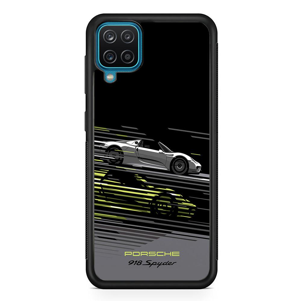 Porsche Spider Shadow Samsung Galaxy A12 Case-Rubber Black (2D Case)-Oxvistore