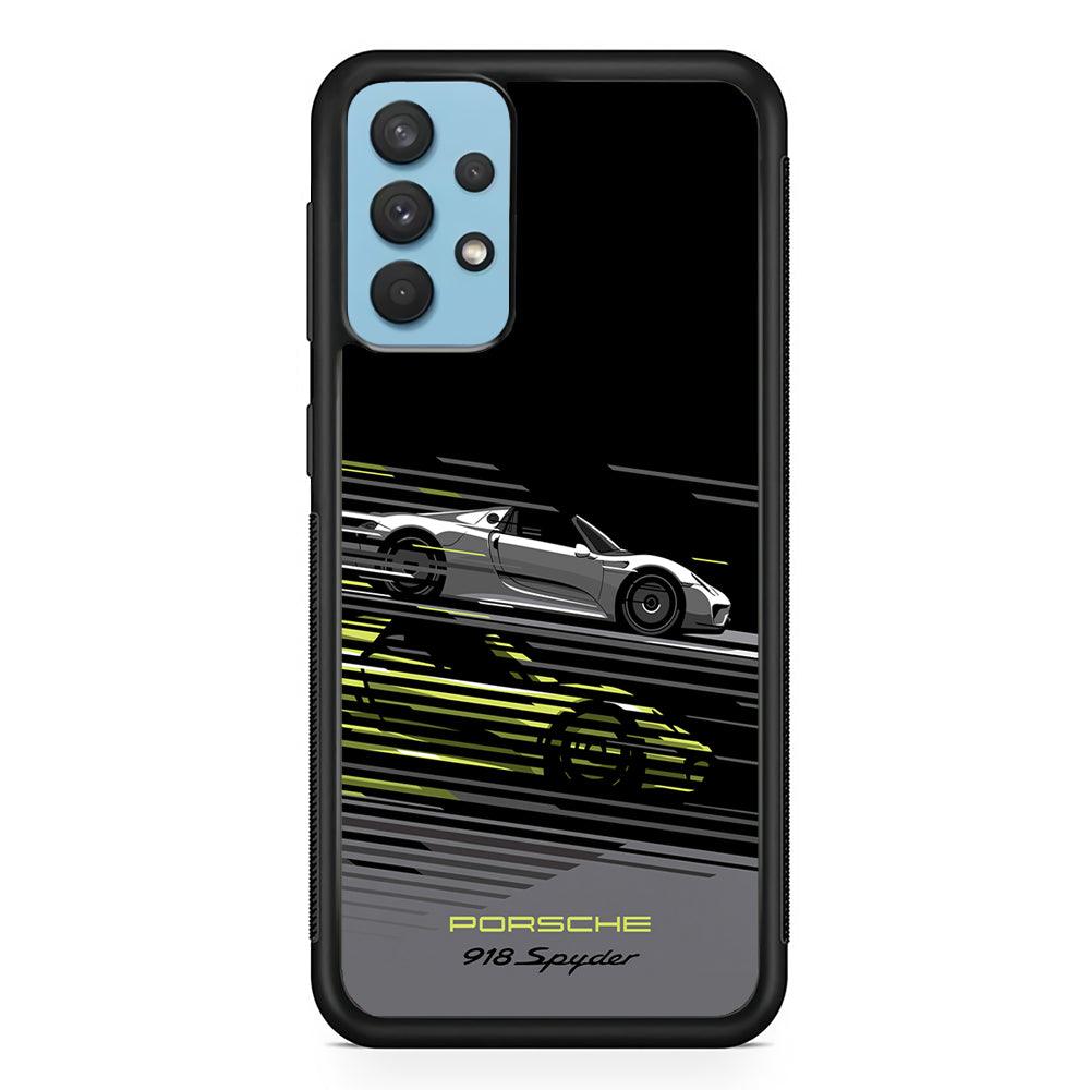 Porsche Spider Shadow Samsung Galaxy A32 Case-Rubber Black (2D Case)-Oxvistore