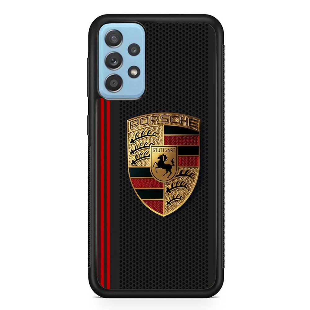 Porsche Steel 3D Lock Samsung Galaxy A52 Case-Rubber Black (2D Case)-Oxvistore