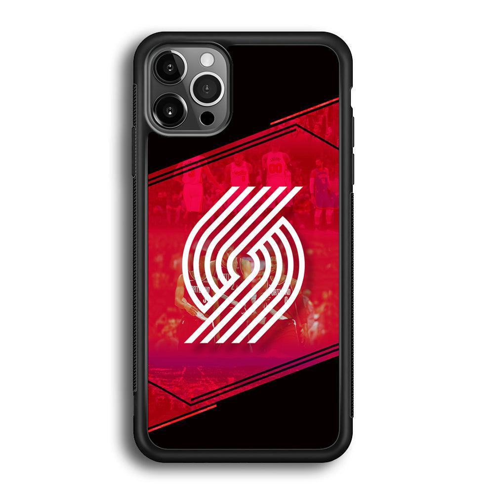 Portland Trail Blazers Silhouette on Red iPhone 12 Pro Max Case-Rubber Black (2D Case)-Oxvistore