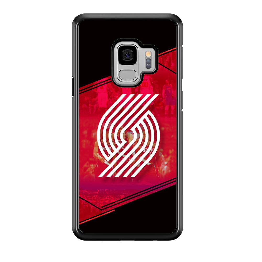 Portland Trail Blazers Silhouette on Red Samsung Galaxy S9 Case-Rubber Black (2D Case)-Oxvistore