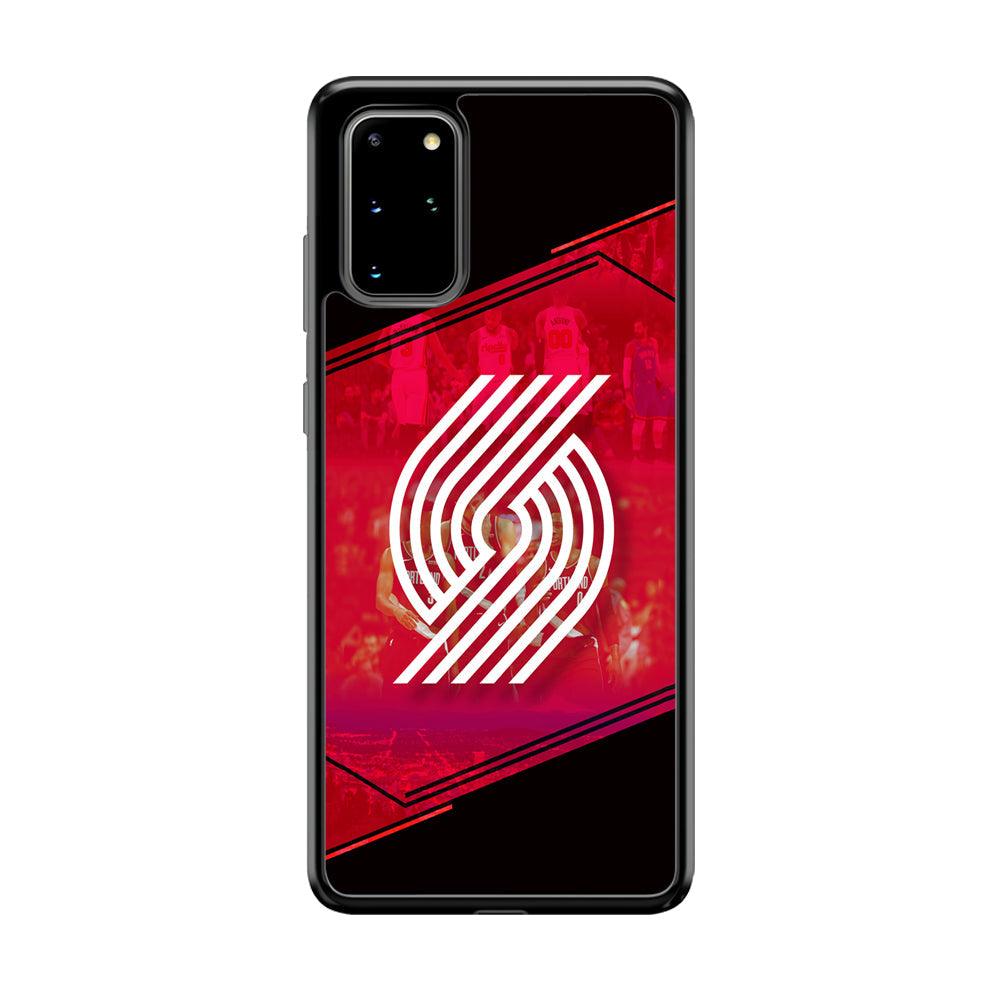 Portland Trail Blazers Silhouette on Red Samsung Galaxy S20 Plus Case-Rubber Black (2D Case)-Oxvistore