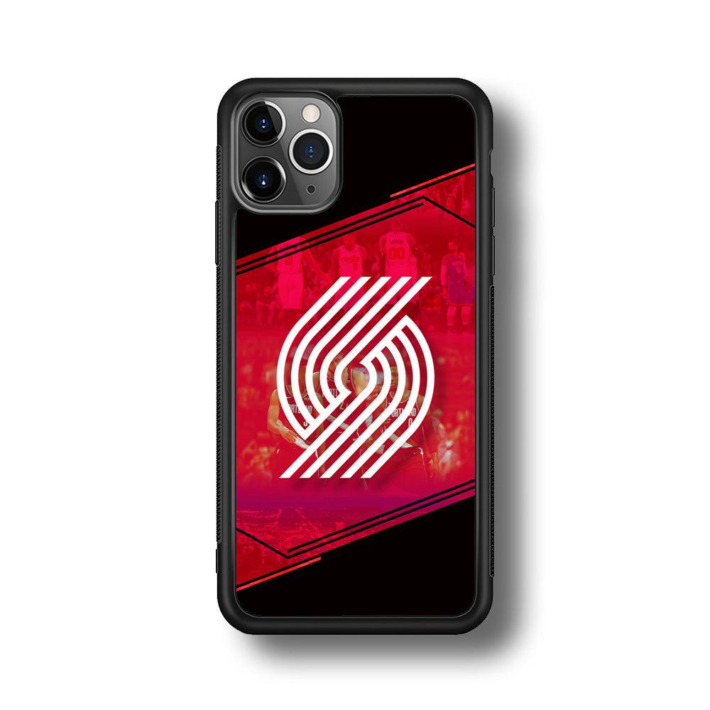 Portland Trail Blazers Silhouette on Red iPhone 11 Pro Max Case-Rubber Black (2D Case)-Oxvistore