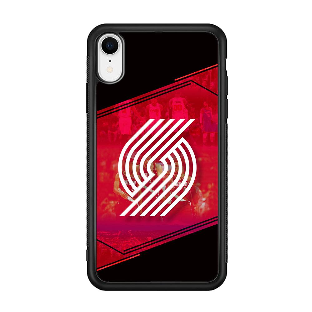 Portland Trail Blazers Silhouette on Red iPhone XR Case-Rubber Black (2D Case)-Oxvistore