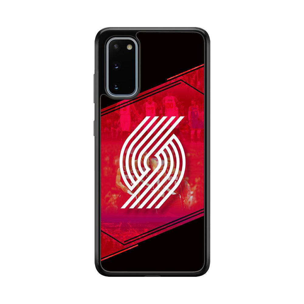 Portland Trail Blazers Silhouette on Red Samsung Galaxy S20 Case-Rubber Black (2D Case)-Oxvistore
