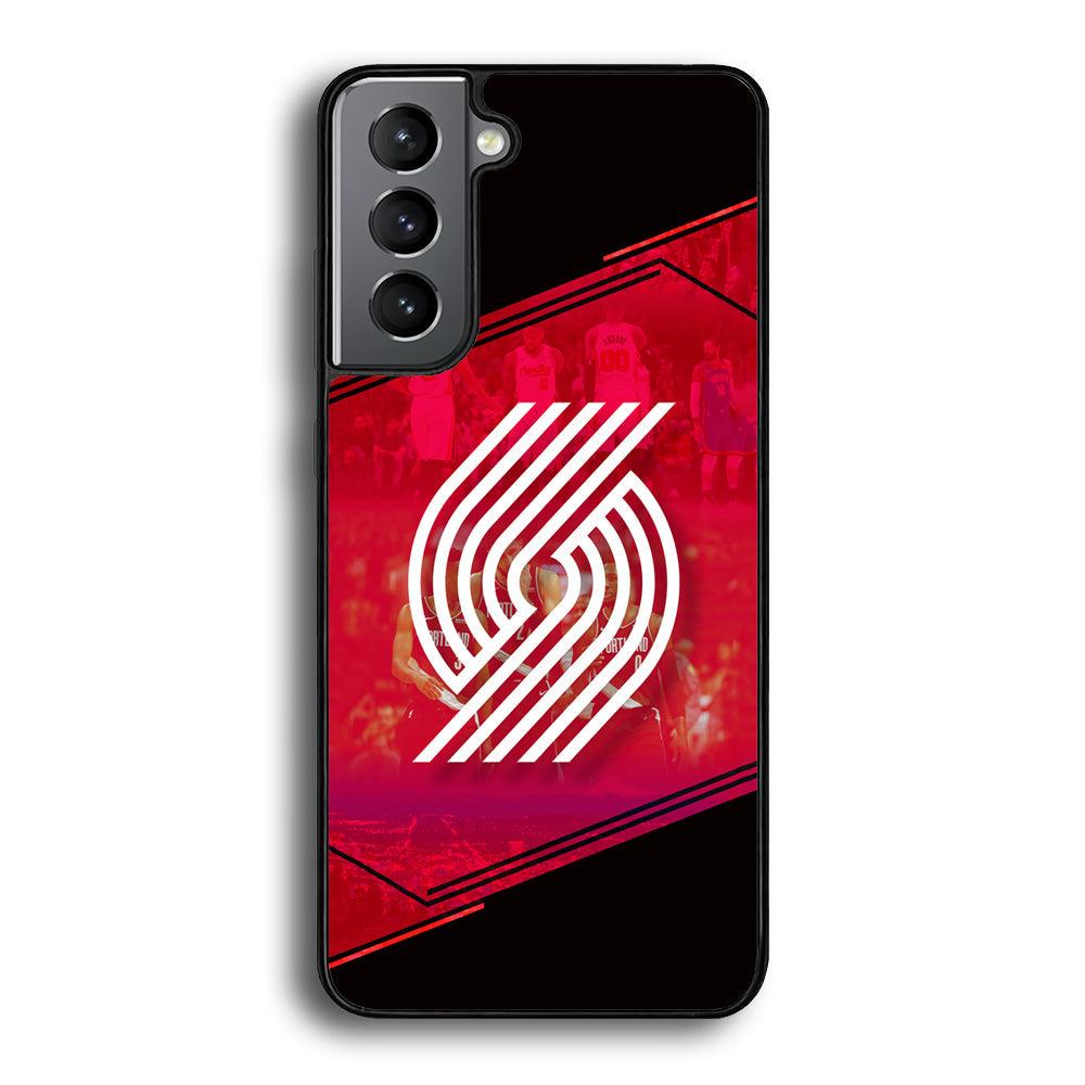Portland Trail Blazers Silhouette on Red Samsung Galaxy S21 Case-Rubber Black (2D Case)-Oxvistore