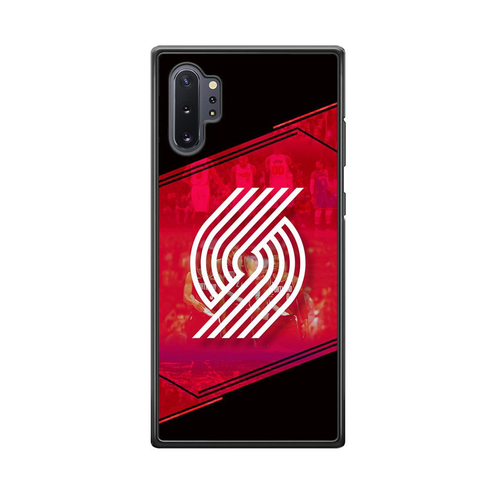 Portland Trail Blazers Silhouette on Red Samsung Galaxy Note 10 Plus Case-Rubber Black (2D Case)-Oxvistore