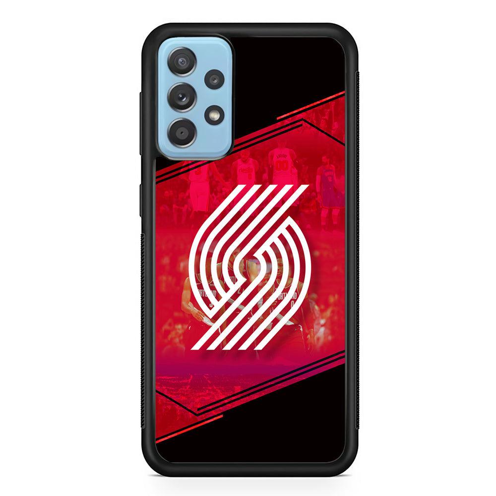 Portland Trail Blazers Silhouette on Red Samsung Galaxy A72 Case-Rubber Black (2D Case)-Oxvistore