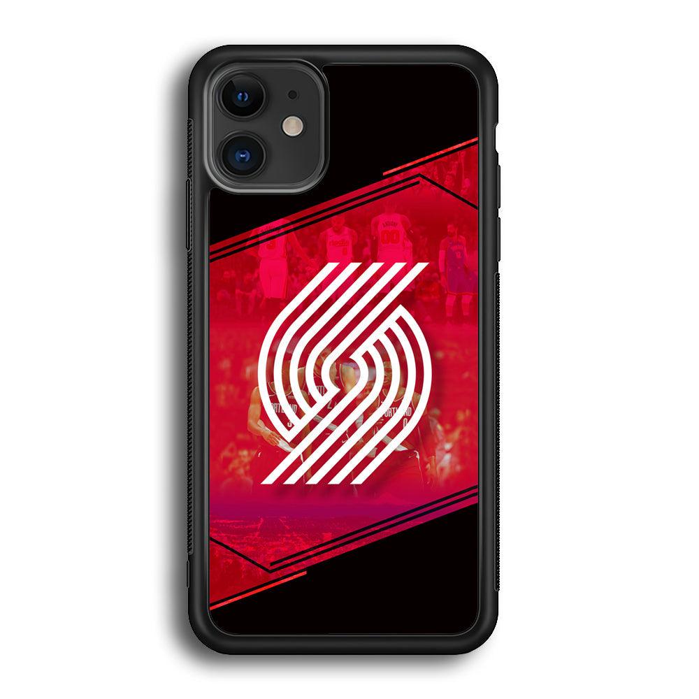 Portland Trail Blazers Silhouette on Red iPhone 12 Case-Rubber Black (2D Case)-Oxvistore
