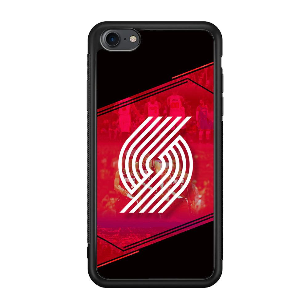 Portland Trail Blazers Silhouette on Red iPhone 8 Case-Rubber Black (2D Case)-Oxvistore