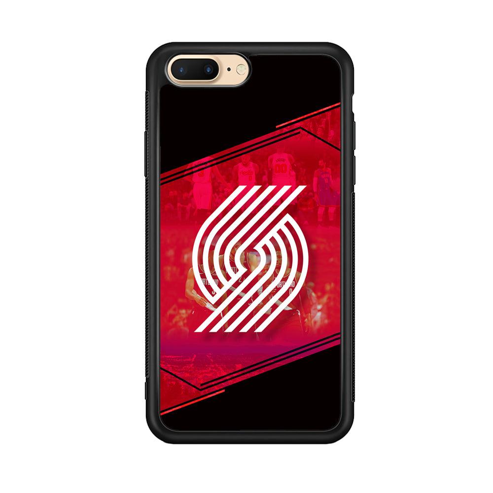 Portland Trail Blazers Silhouette on Red iPhone 7 Plus Case-Rubber Black (2D Case)-Oxvistore