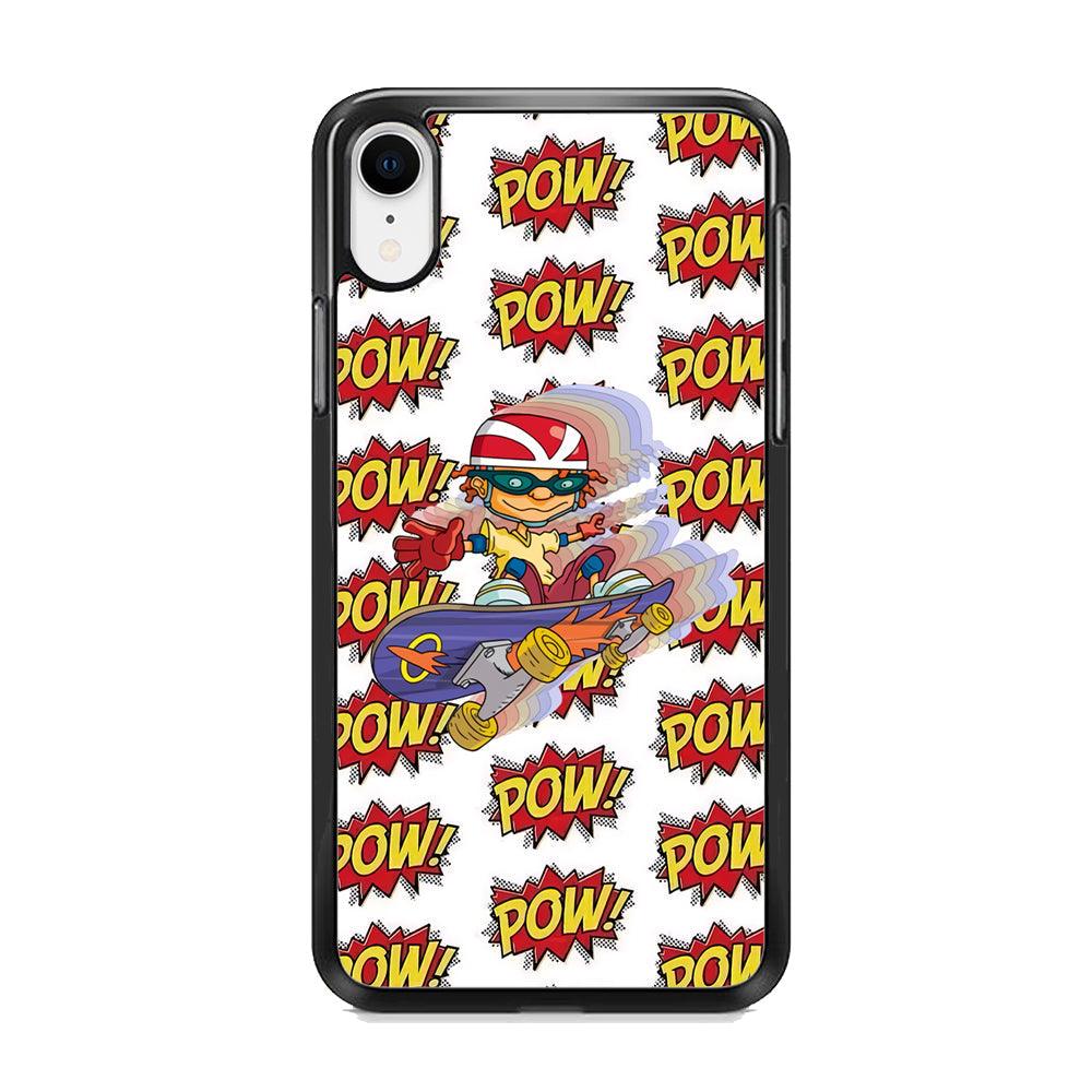 Pow Pow Skate Shadow iPhone XR Case-Rubber White (2D Case)-Oxvistore